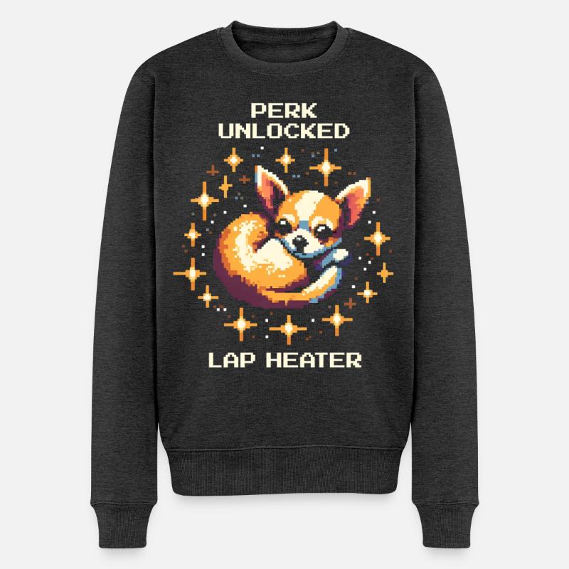 Perk: Schoßheizung | Chihuahua - Männer Premium Bio Pullover - Anthrazit meliert