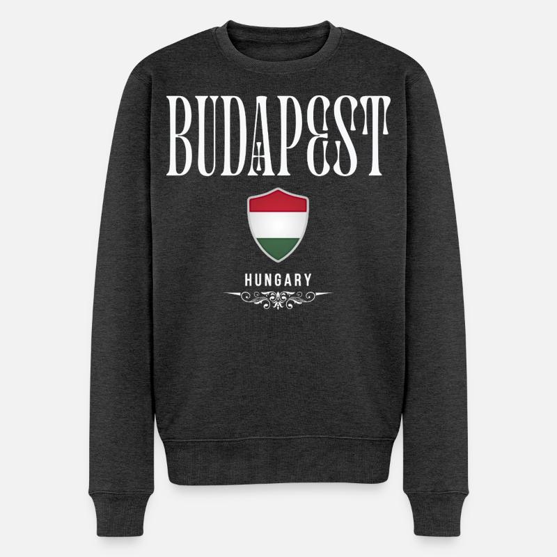 J’aime Budapest, Budapest Hongrie - Pull Premium bio Homme - anthracite chiné