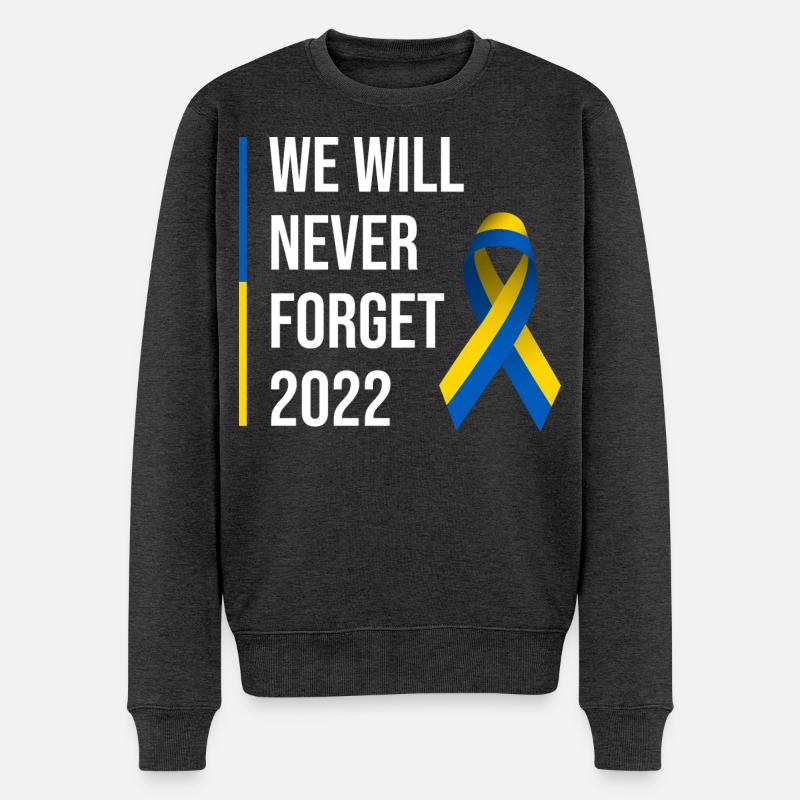 Ukraine Krieg Frieden Schleife - Männer Premium Bio Pullover - Anthrazit meliert