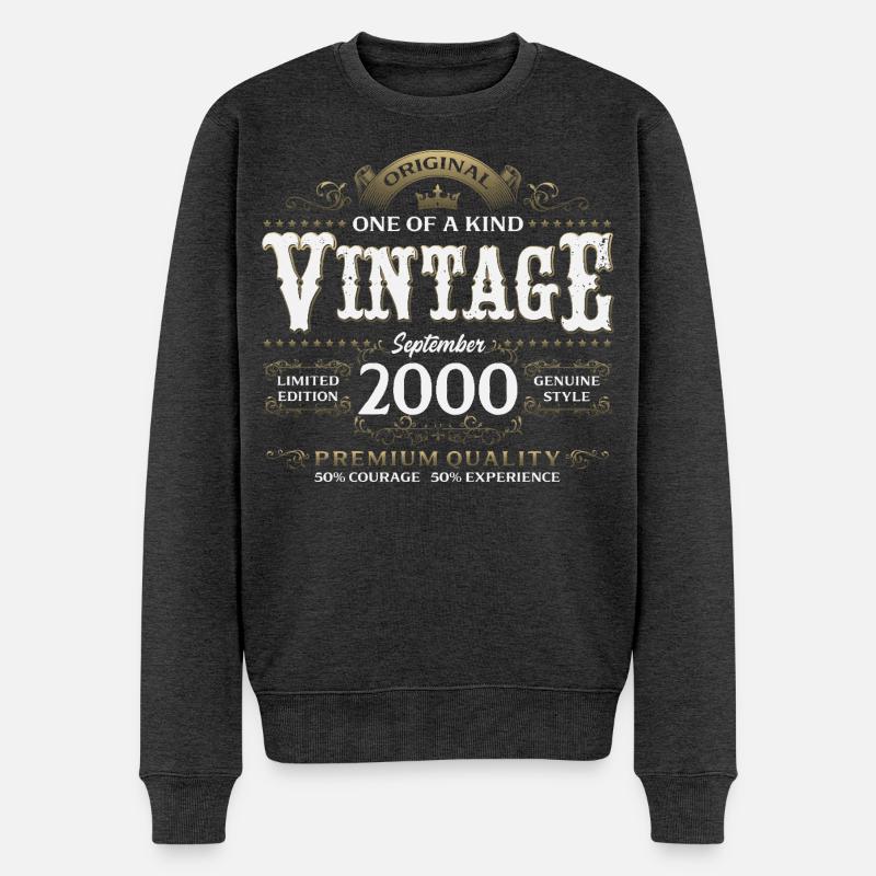 25e anniversaire, millésime septembre 2000 - Pull Premium bio Homme - anthracite chiné