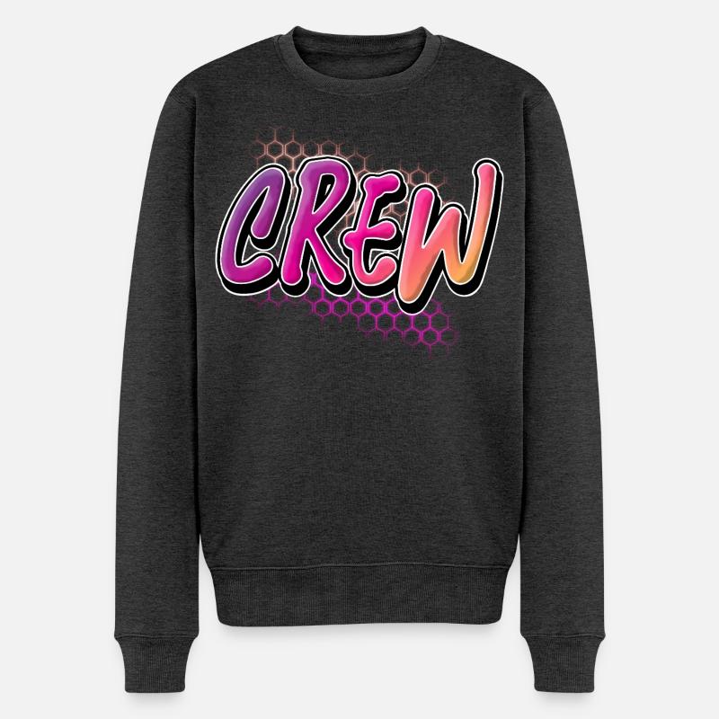 Crew - Männer Premium Bio Pullover - Anthrazit meliert