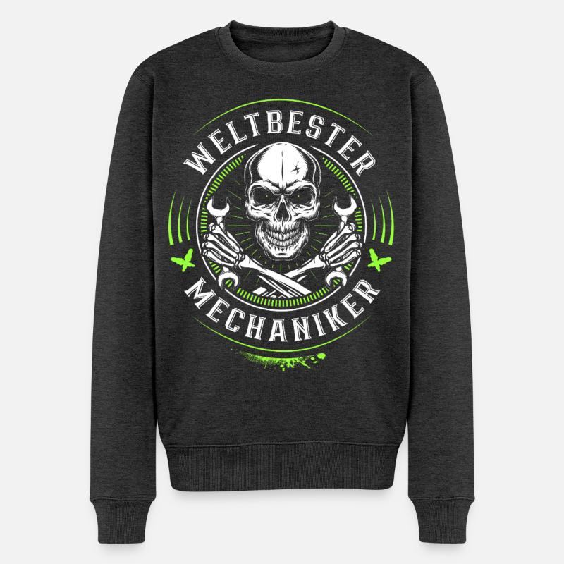 Weltbester KfZ Mechaniker - Werkstatt - Schrauber - Männer Premium Bio Pullover - Anthrazit meliert