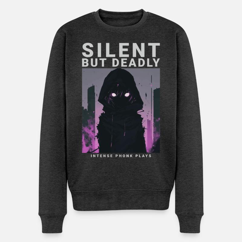 Silent But Deadly Phonk Dark Aesthetic - Männer Premium Bio Pullover - Anthrazit meliert