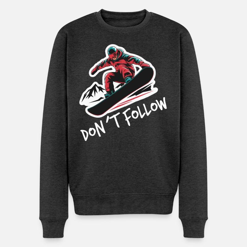 Snowboarder faisant du snowboard - Pull Premium bio Homme - anthracite chiné