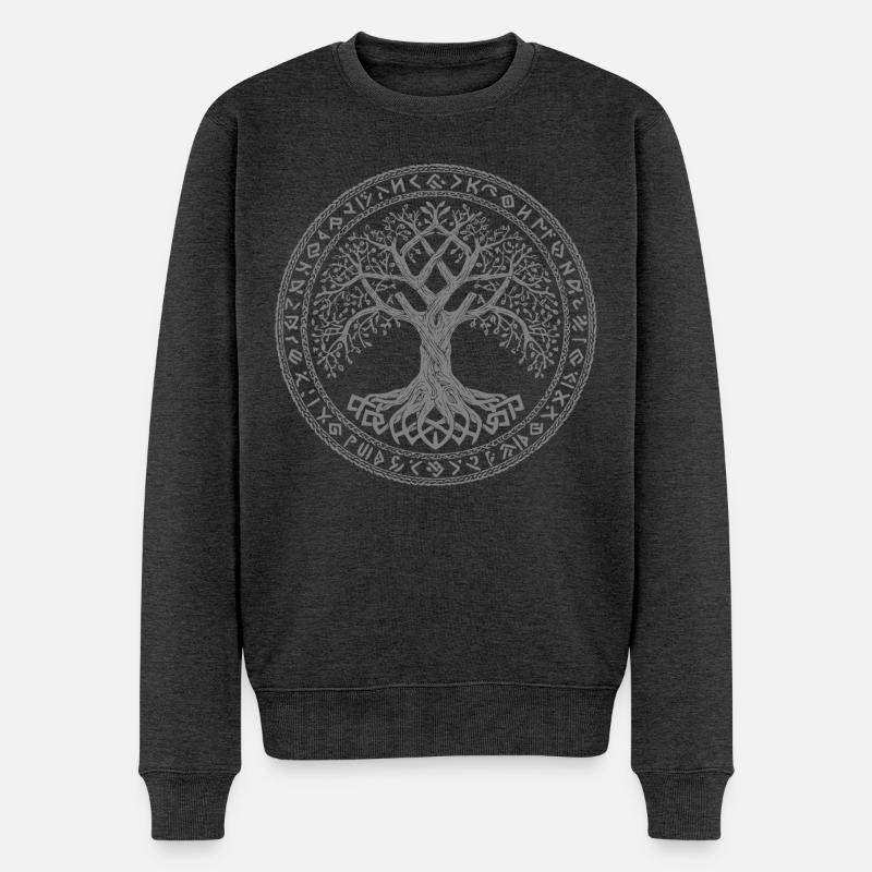 Arbre de Vie Symbole Runes Vikings - Pull Premium bio Homme - anthracite chiné