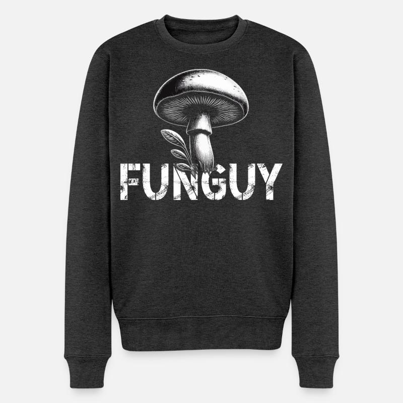 Mushroom Design mit Schriftzug - Männer Premium Bio Pullover - Anthrazit meliert