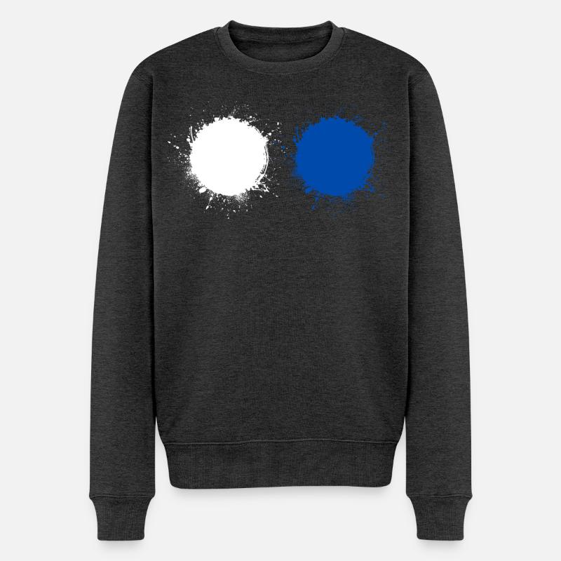 Weiß Blau - Männer Premium Bio Pullover - Anthrazit meliert
