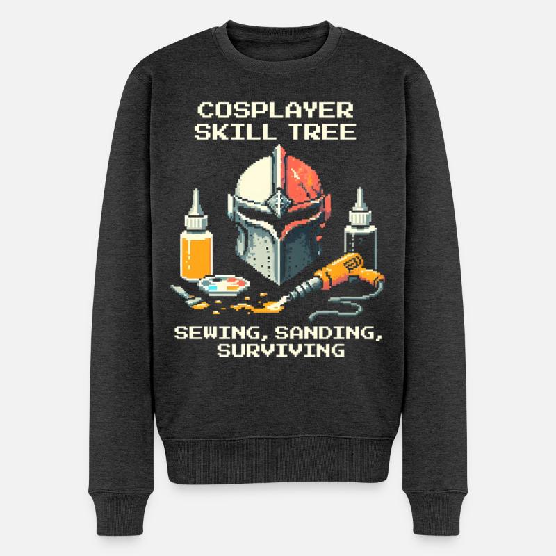 Skilltree: Nähen, Schleifen, Überleben | Cosplay - Männer Premium Bio Pullover - Anthrazit meliert