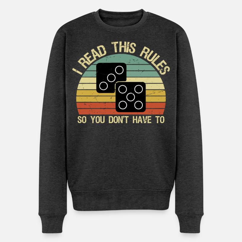 Game Night Funny Board Games I Read This Rules - Männer Premium Bio Pullover - Anthrazit meliert