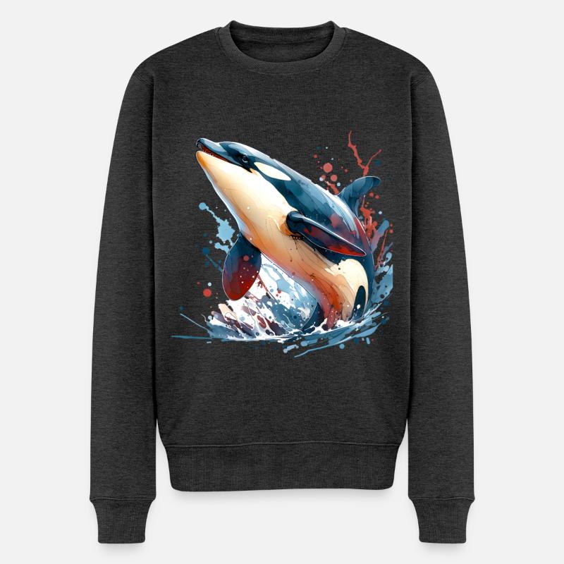 Orca Schwertwal - Männer Premium Bio Pullover - Anthrazit meliert