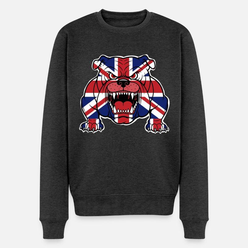 Britische Bulldogge - Männer Premium Bio Pullover - Anthrazit meliert