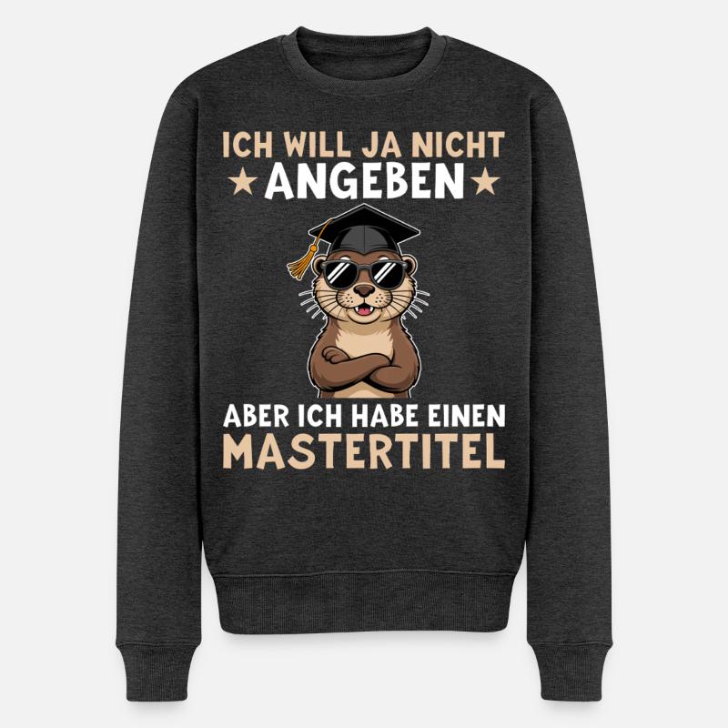 Masterabschluss - Otter mit Mastertitel - Männer Premium Bio Pullover - Anthrazit meliert