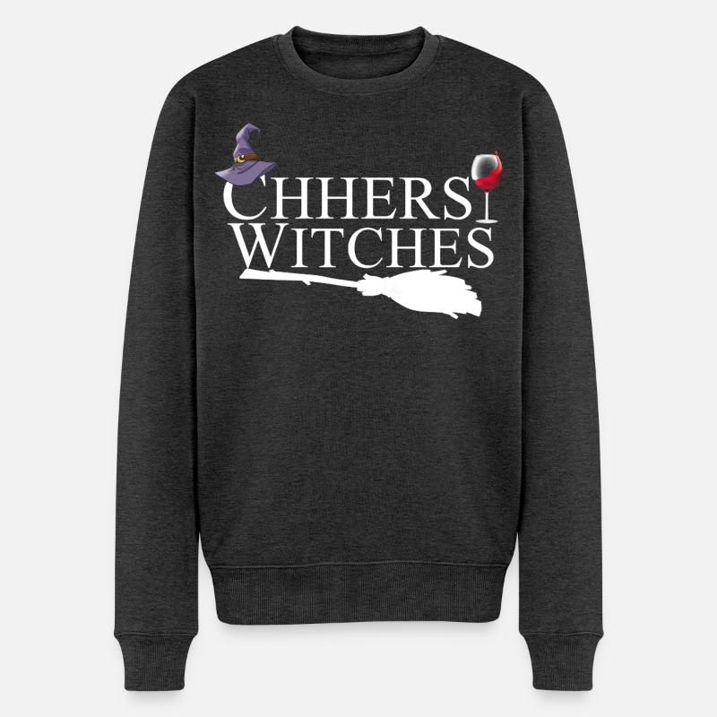 Prost Hexen Wein Halloween - Männer Premium Bio Pullover - Anthrazit meliert