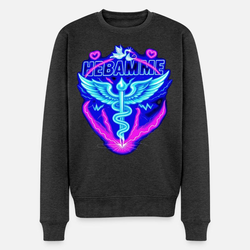 Hebamme Geburtshelfer  - Männer Premium Bio Pullover - Anthrazit meliert
