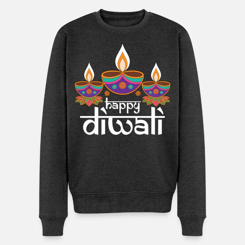 Fröhliches Diwali Lichterfest - Männer Premium Bio Pullover - Anthrazit meliert