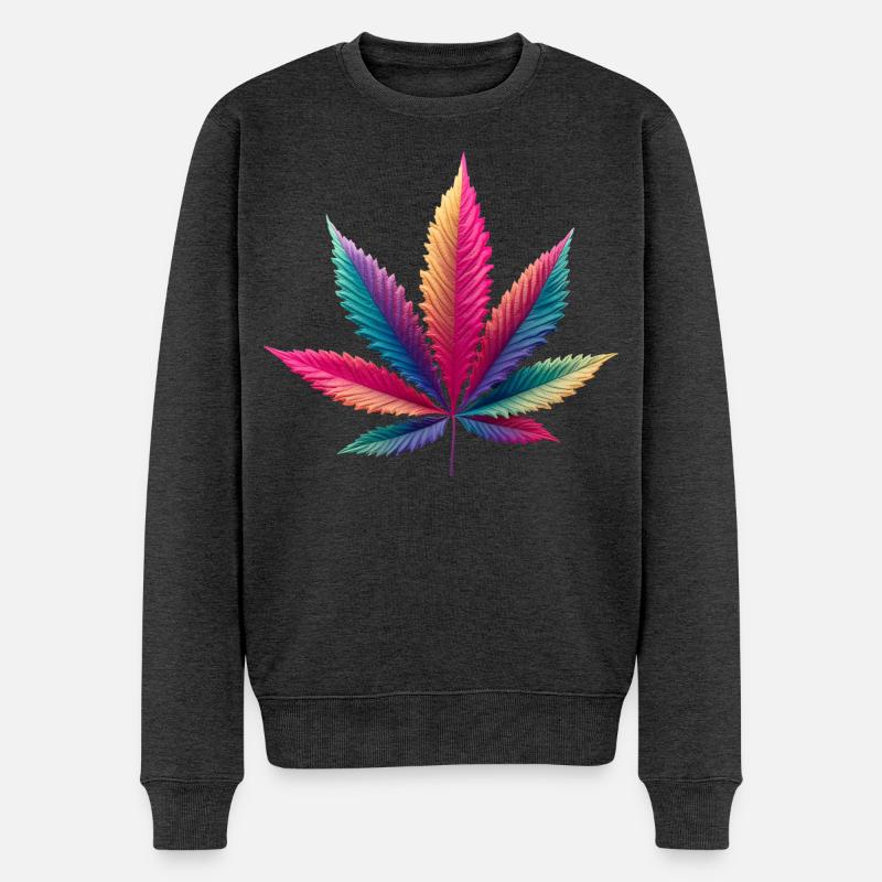 Krautblatt  - Männer Premium Bio Pullover - Anthrazit meliert