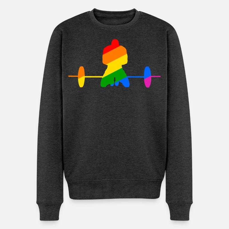 buntes Gewichtheben Geschenk - Männer Premium Bio Pullover - Anthrazit meliert