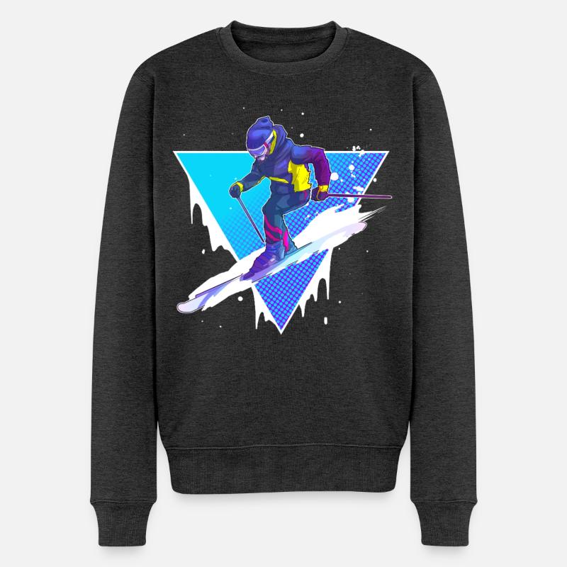 Ski - Männer Premium Bio Pullover - Anthrazit meliert