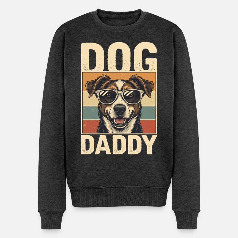 Père chien dans un style rétro - Pull Premium bio Homme - anthracite chiné
