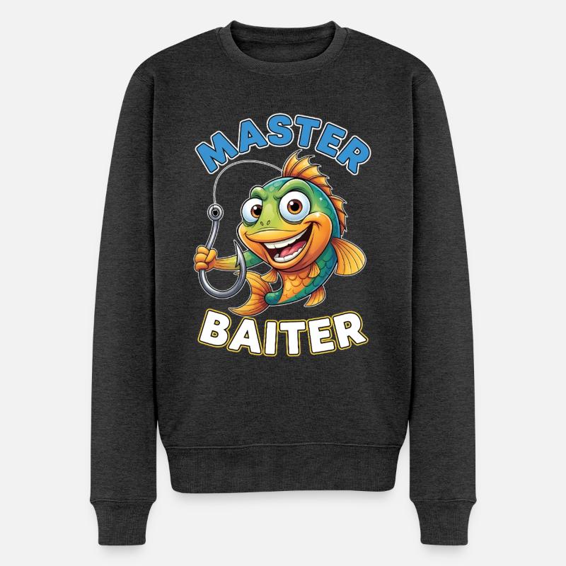 Master Baiter – Lustiger Angler Spruch - Männer Premium Bio Pullover - Anthrazit meliert