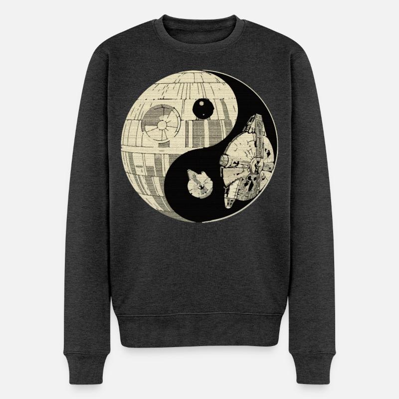 Galaktisches Yin Yang Weltraumduell - Männer Premium Bio Pullover - Anthrazit meliert