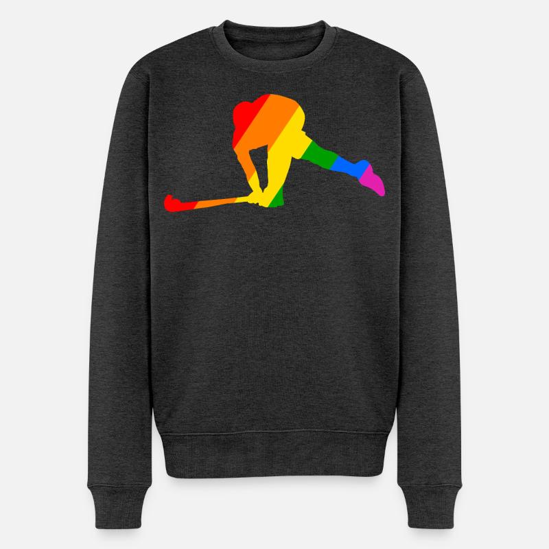 Rainbow Field Hockey Player - Männer Premium Bio Pullover - Anthrazit meliert