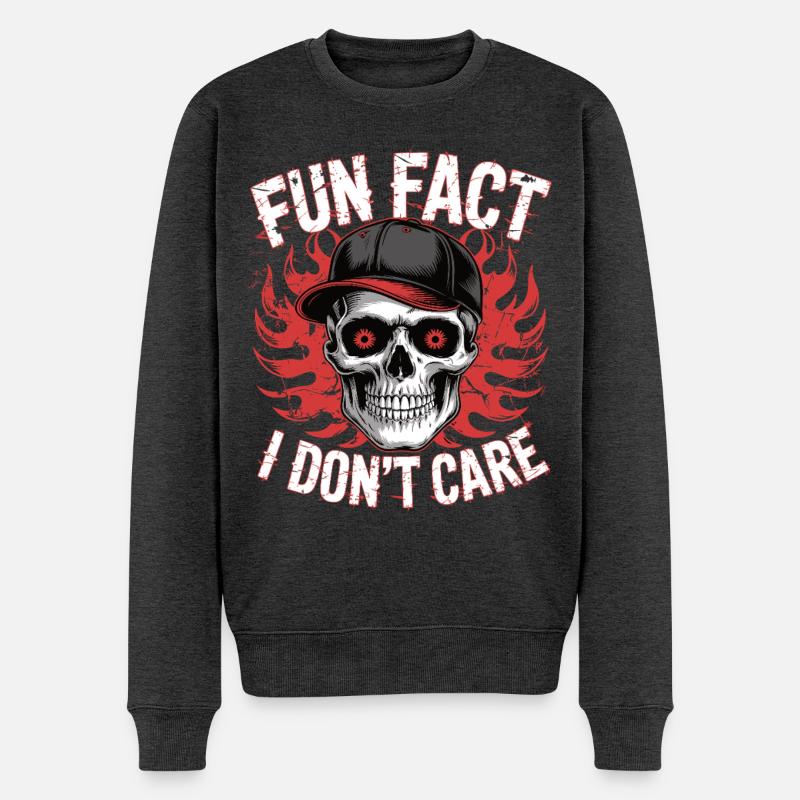 Skull Spruch Fun Fact - Männer Premium Bio Pullover - Anthrazit meliert