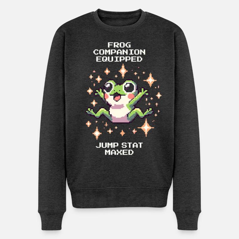 Frosch-Kumpel ausgerüstet – Sprung max | Kröte - Männer Premium Bio Pullover - Anthrazit meliert