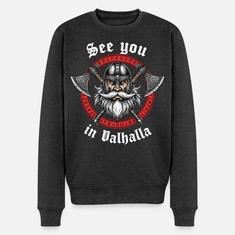Guerrier viking du Valhalla - Pull Premium bio Homme - anthracite chiné