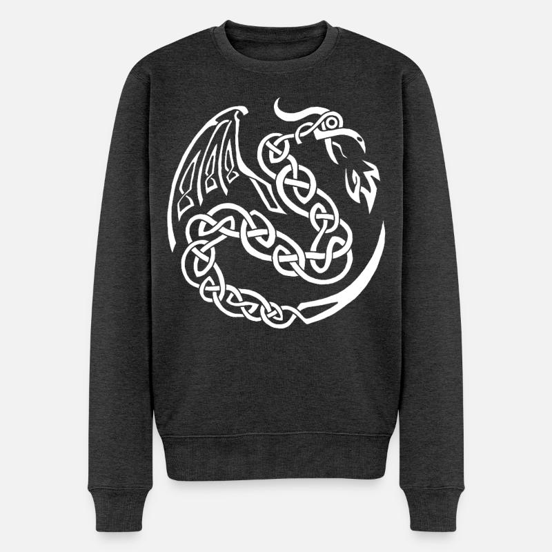 Dragon celte blanc - Pull Premium bio Homme - anthracite chiné