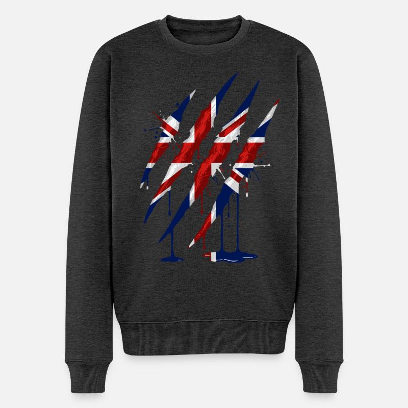Union Jack Krallen-Kratzspur  - Männer Premium Bio Pullover - Anthrazit meliert