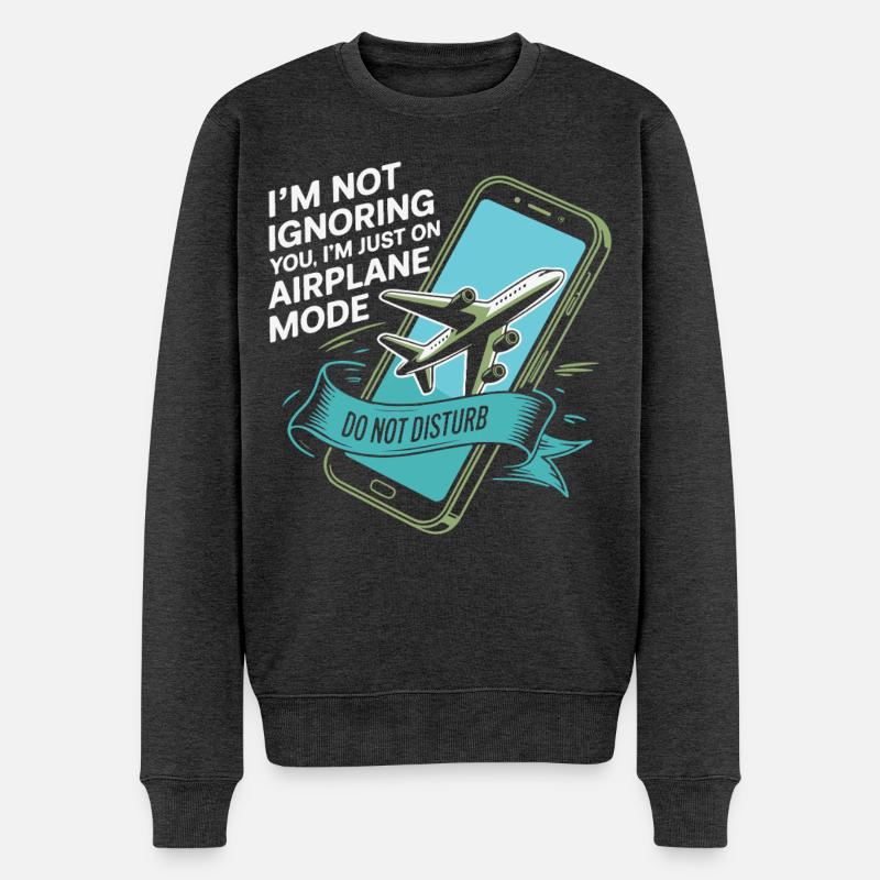 Illustration d’humour en mode avion - Pull Premium bio Homme - anthracite chiné