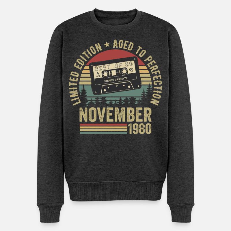 November 1980 - Männer Premium Bio Pullover - Anthrazit meliert