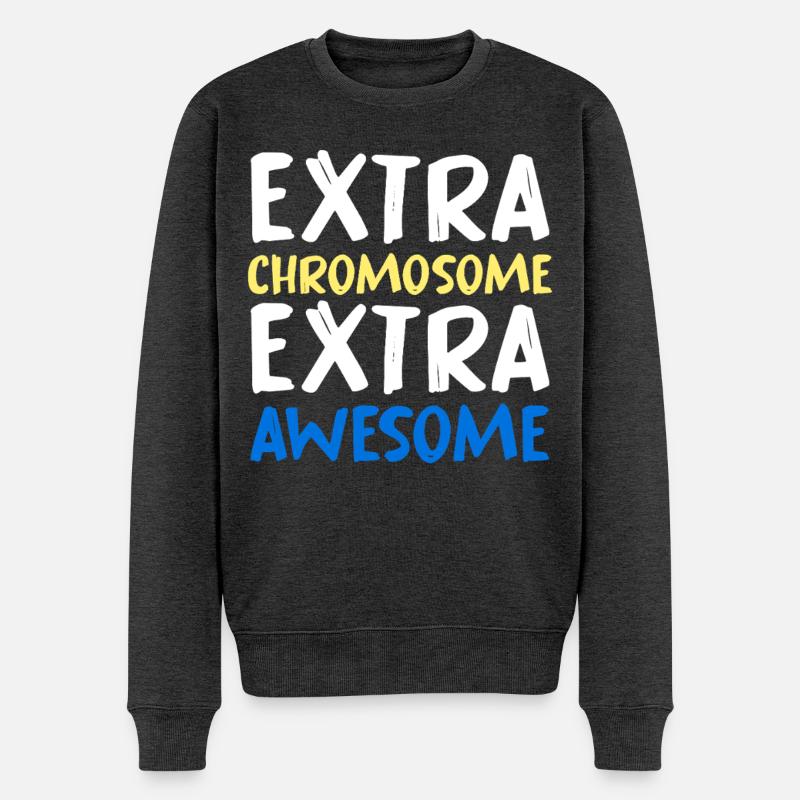 Extra Chromosome Extra Awesome - Männer Premium Bio Pullover - Anthrazit meliert