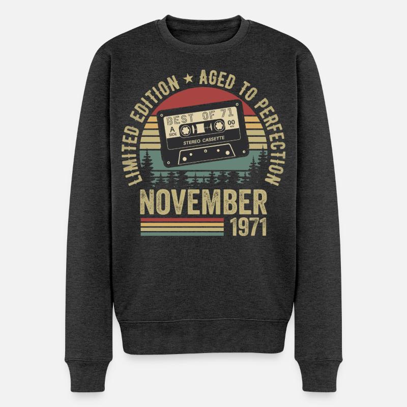 November 1971 - Männer Premium Bio Pullover - Anthrazit meliert