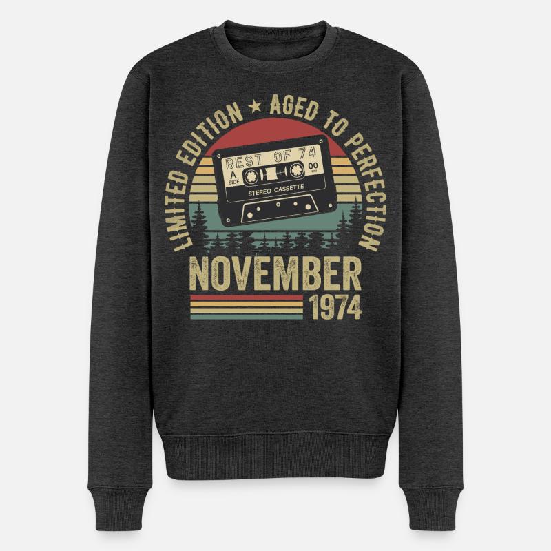 November 1974 - Männer Premium Bio Pullover - Anthrazit meliert