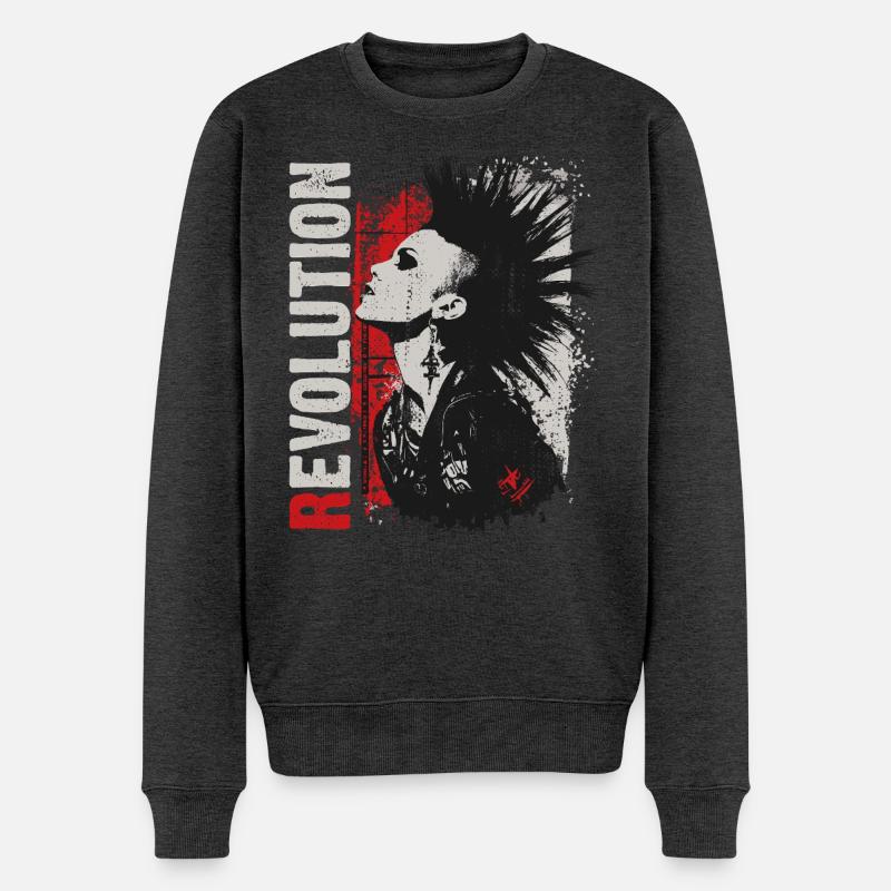 Punkrock Mädchen Revolution - Männer Premium Bio Pullover - Anthrazit meliert