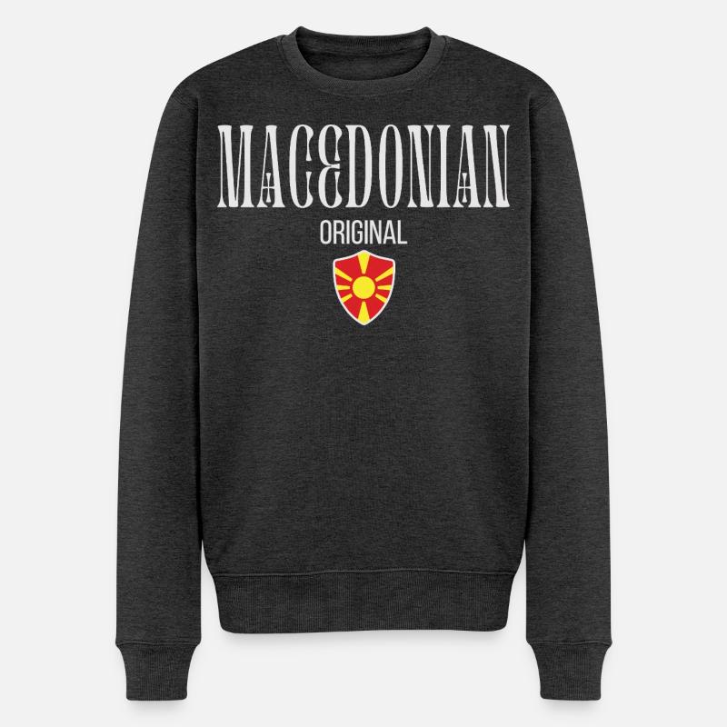 Mazedonisches Original, ich liebe Mazedonien - Männer Premium Bio Pullover - Anthrazit meliert