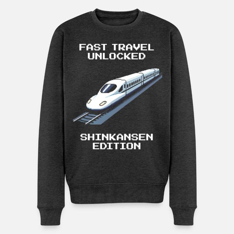 Schnellreise freigeschaltet | Shinkansen Japan - Männer Premium Bio Pullover - Anthrazit meliert