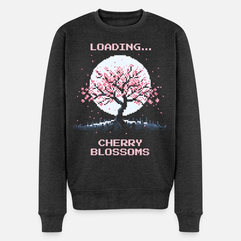 Lädt: Kirschblüten | Sakura Saison Japan - Männer Premium Bio Pullover - Anthrazit meliert