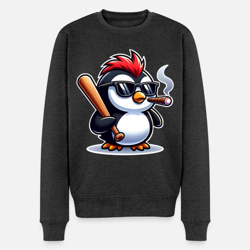 Pinguin  - Männer Premium Bio Pullover - Anthrazit meliert
