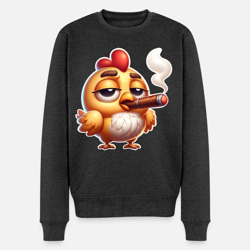 Huhn Zigarre - Männer Premium Bio Pullover - Anthrazit meliert