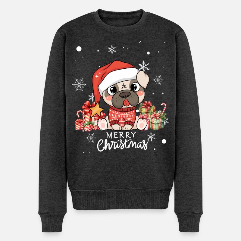 Hunde-Weihnachten - Männer Premium Bio Pullover - Anthrazit meliert