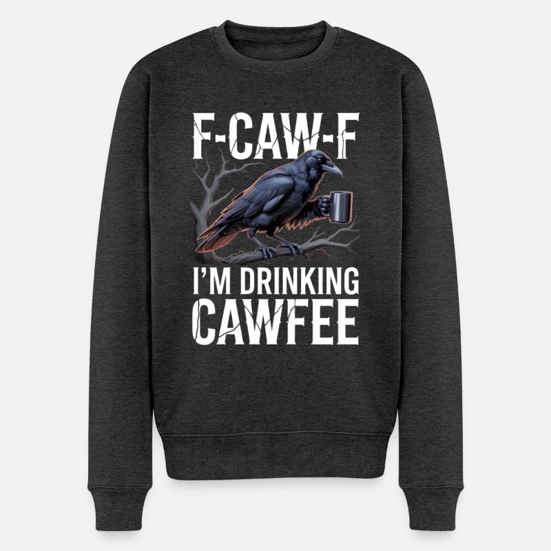 Krähenkaffee Spruch - Männer Premium Bio Pullover - Anthrazit meliert
