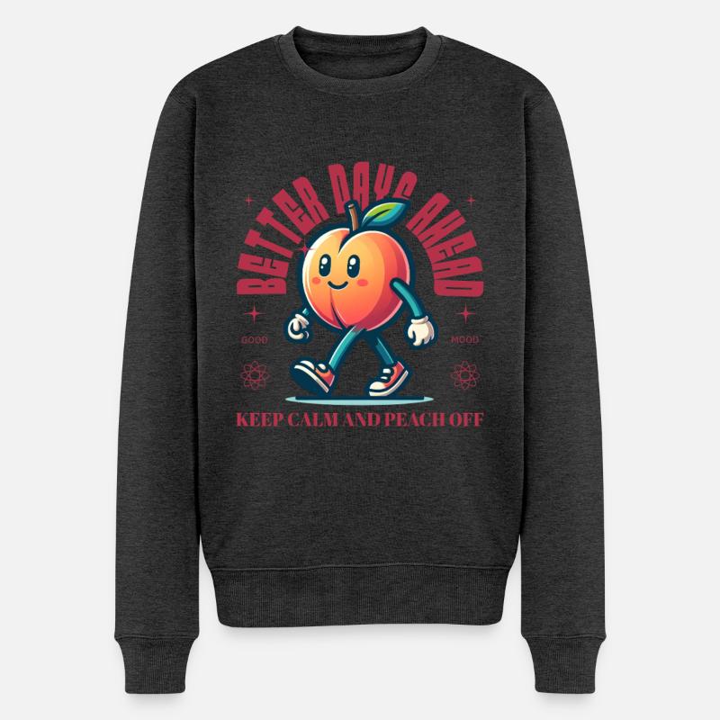 Lustiger Pfirsich Spruch Obstliebhaber Pfirsiche - Männer Premium Bio Pullover - Anthrazit meliert