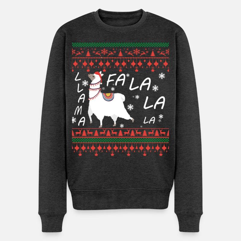 Pull de Noël moche Llama - Pull Premium bio Homme - anthracite chiné