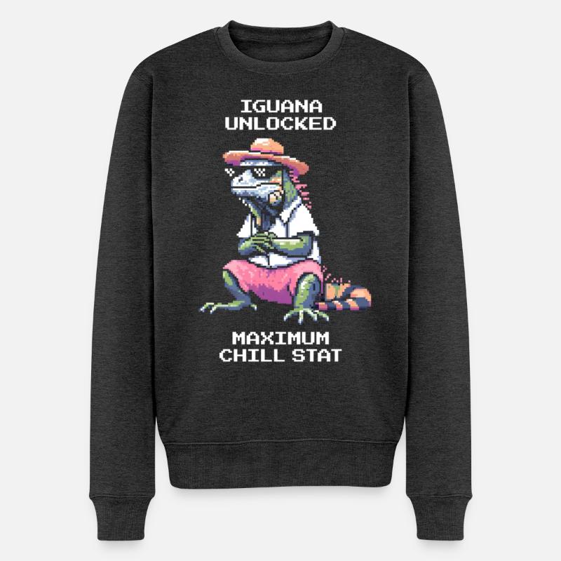 Iguane débloqué | Chill-Stat Max - Pull Premium bio Homme - anthracite chiné
