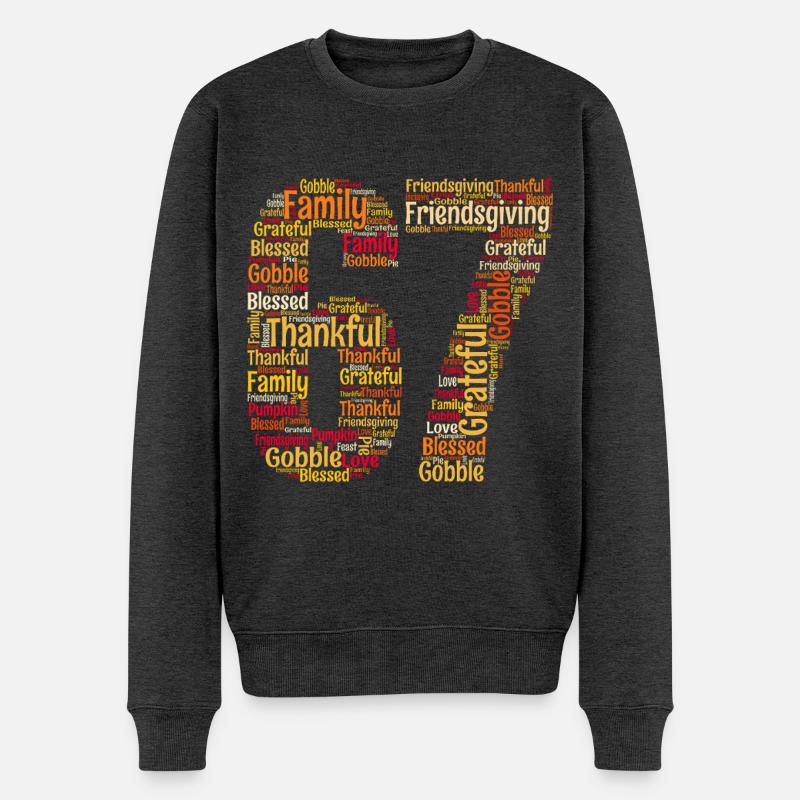 Thanksgiving 67 Meme – Gen Alpha Slang - Männer Premium Bio Pullover - Anthrazit meliert