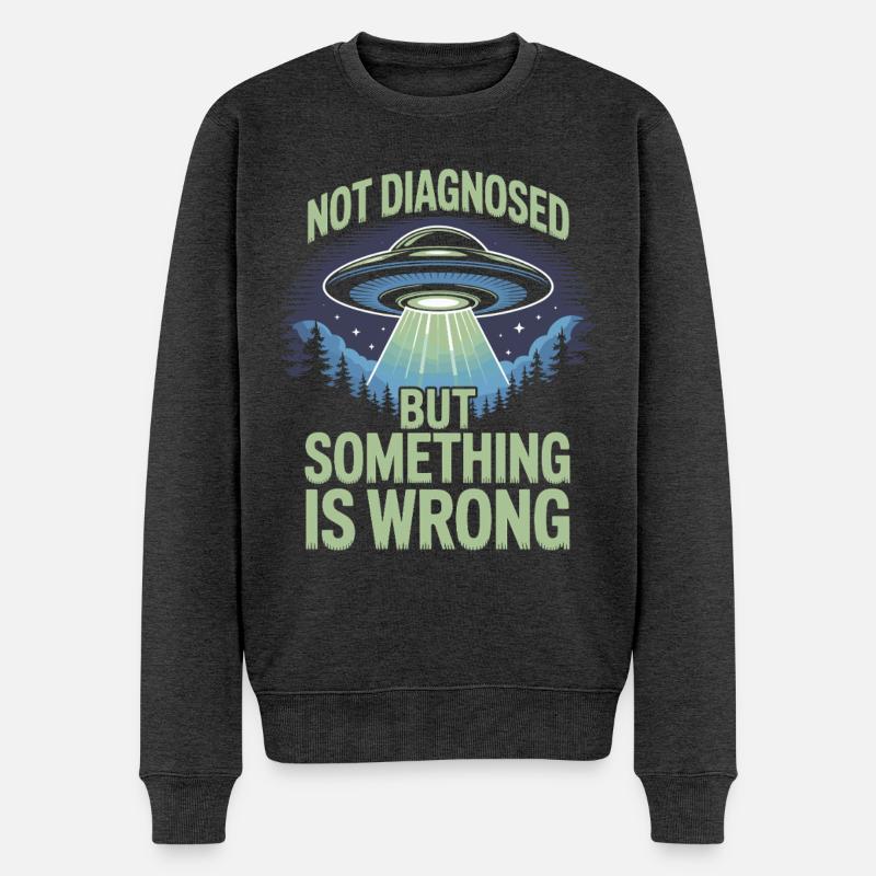 UFO Lichtstrahl über Wald - Männer Premium Bio Pullover - Anthrazit meliert