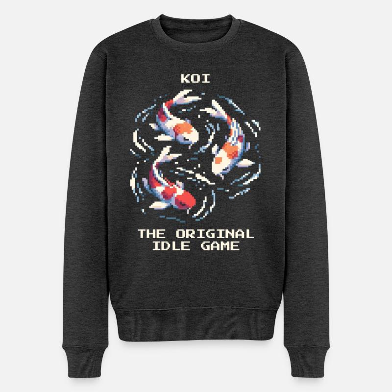Koi: Das Original-Idle-Game | Gartenteich Zen - Männer Premium Bio Pullover - Anthrazit meliert